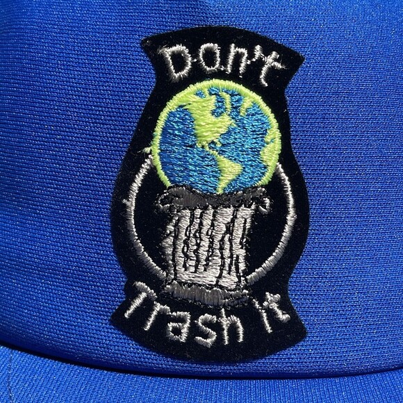 Vintage Don’t Trash It Earth Day Global Health Recycling Peace Love Patch Hat - Picture 3 of 12